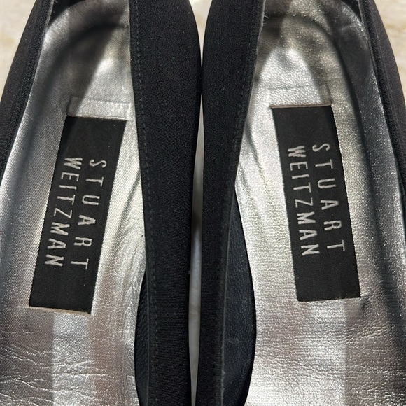 VINTAGE Stuart Weitzman | Square Toe Block Heels | Black Fabric | 7 Narrow - Picture 6 of 10